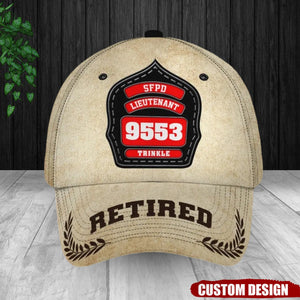 Personalized Retired US/CA Firefighter ID & Department US/CA Flag 3D Cap