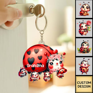 Grandma/Mama Bugs With Little Kids - Personalized Acrylic Keychain - Gift For Mom, Grandma