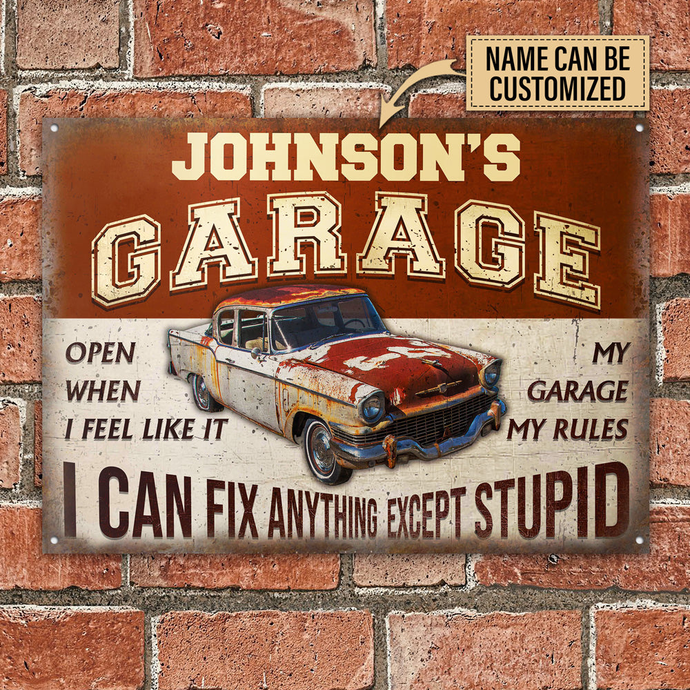 Personalized Auto Mechanic Garage I Can Fix Anything Customized Classic Metal Signs