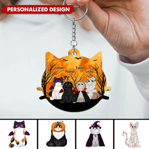 Halloween Cat Face - Personalized Custom Acrylic Keychain