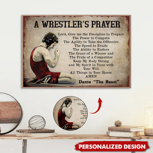 A Wrester's Prayer-Personalized Wrestling Poster-Gift For Husband,Boyfriend,Son