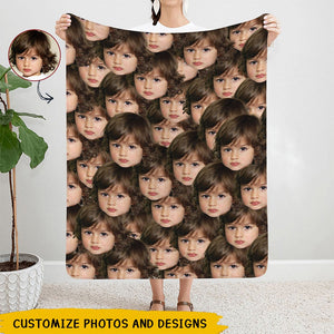 Funny Face - Personalized Custom Blanket - Christmas Gift For Family Members