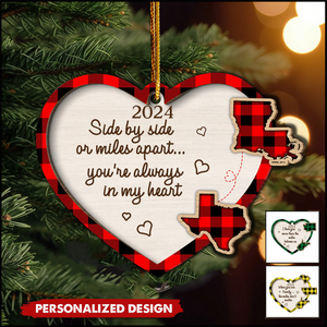 2024 New Release Miles Apart ... You're Always In My Heart State Map-Personalized Wooden Ornament