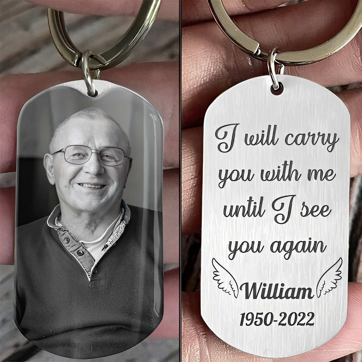 I Will Carry You With Me Until, Personalized Keychain, Memorial Gifts, Custom Photo