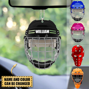 Hockey Helmet - Personalized Car Hanging Ornament- Gift For Hockey Player