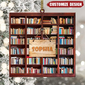 Personalized Bookshelf Shape Ornaments - Gift for Book Lover - 2024 New Release