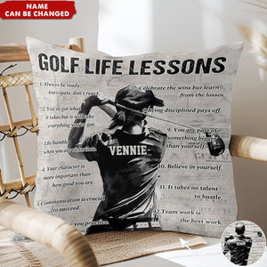 Gift For Golf Lovers-Personalized Golf Life Lessons Pillow