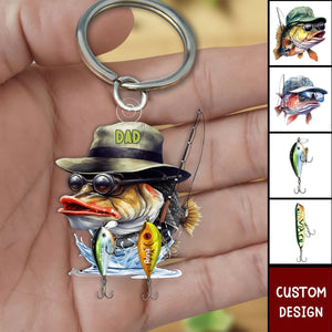 Grandpa/Dad Fishing With Kids - Personalized Acrylic Keychain