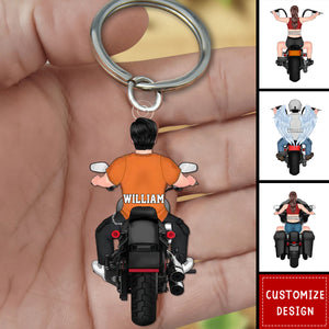 Personalized Man/Woman Biker Acrylic Keychain - Gift Idea For Bikers