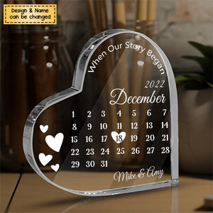 When Our Story Began -  Personalized Heart Shaped Acrylic Plaque - Gift For Couple