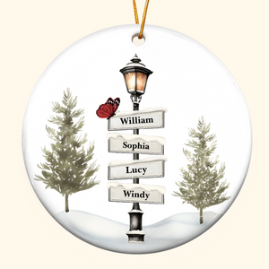 Personalized Christmas Family Sign Post Ceramic Ornament