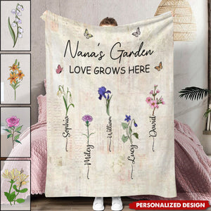 Grandma Garden Blanket-Personalized Blanket-Gift For Grandma