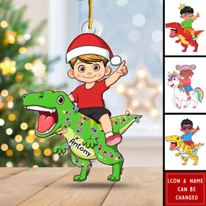 Personalized Christmas Gift For Grandson Kid And Dinosaur Ornament  - 2024 New Release