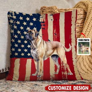 Personalized America Flag Dog Pillow - Gift For Dog Lovers