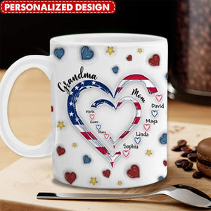 Heart In Heart Mom, Grandma Kid Name -Gift For Grandma/Mom-Personalized Mug