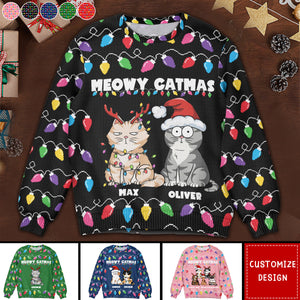 Meowy Catmas Christmas Funny Cats - Personalized Ugly Sweater