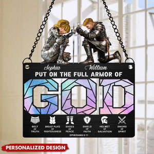 Personalized Warrior of God Put On The Full Armor Of God Ephesians 6-10 Hanging Suncatcher Ornament