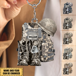 Personalized Military Camo Custom Name Acrylic Keychain