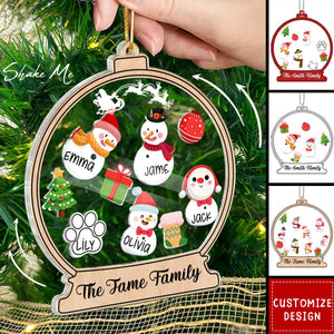 Snowman Family Personalized Christmas Acrylic Ornament - 2024 New Release