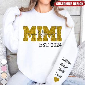 Glitter Mimi Life Est Sweatshirt, Custom Name And Grandkids Sweatshirt