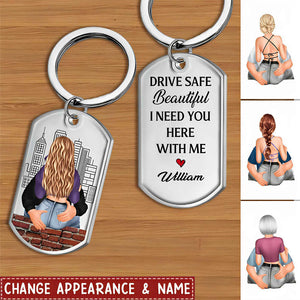 I Need You Here With Me - Couple Personalized Custom Keychain - Gift For Husband Wife, Anniversary