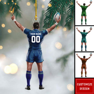 Personalized Rugby Player Ornament - Gifts For Rugby Lovers