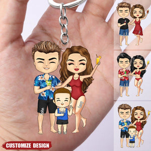 Beach Family Keychain - Gift For Couple, Dad, Mom