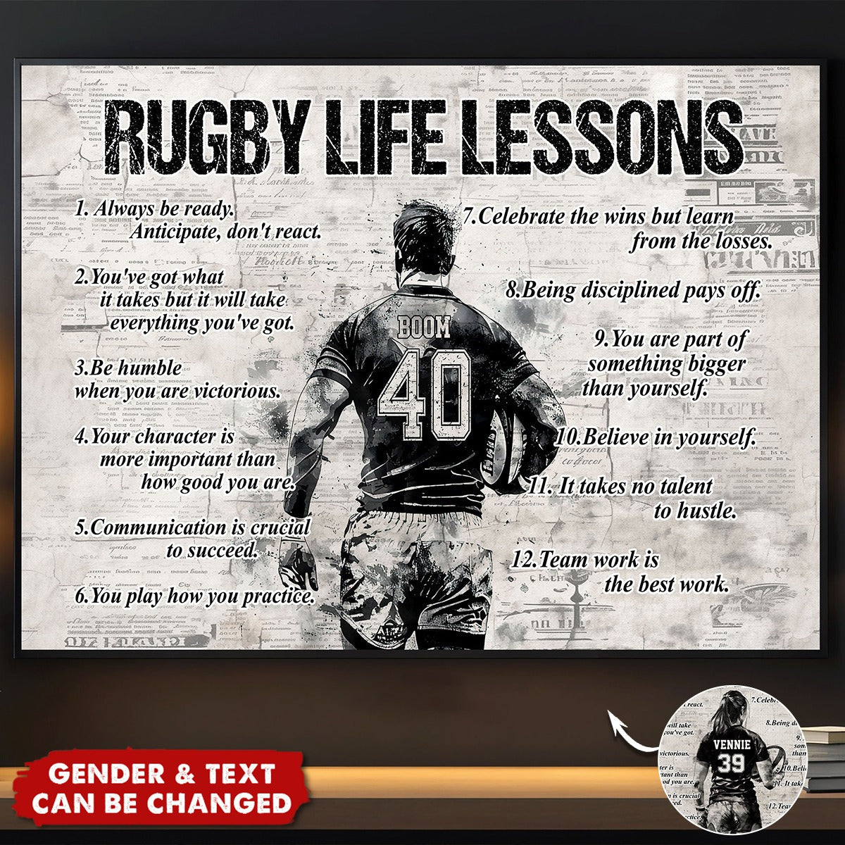 Personalized Rugby Life Lessons Poster - Gift For Rugby Lovers