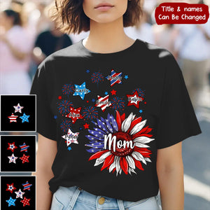 Sunflowers 4th Of July Grandma - Personalized T Shirt - Gift for Grandma/Mom