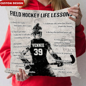 Personalized Field Hockey Life Lessons Pillow-Gift For Field Hockey Lovers