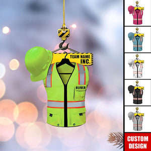 Personalized Construction Worker Acrylic Christmas Ornament - 2024 New Release