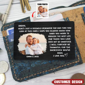 Custom Photo Friendly Reminder For Dad - Personalized Aluminum Wallet Card