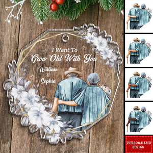 2024 New Release Grow Old With Me-Personalized Custom Acrylic Ornament-Gift For Elder Couple, Grandpa, Grandma