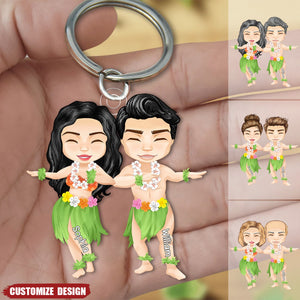 Personalized Oasis Aloha Hawaiian Couple Keychain