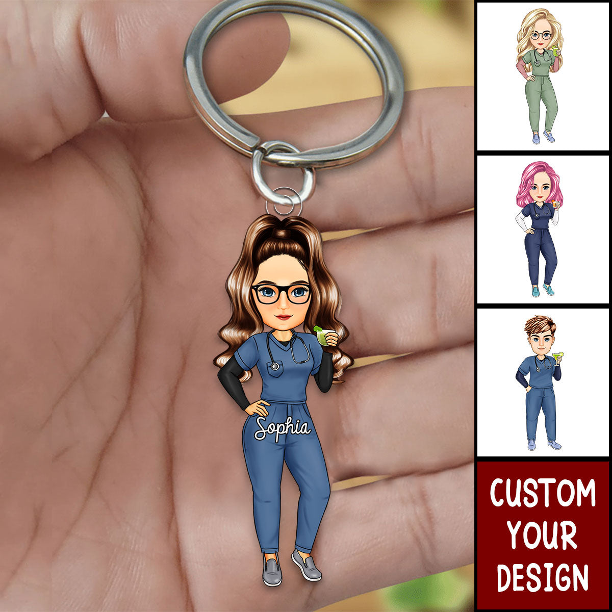 Nurse Cartoon Vector - Gift For Nurse - Personalized Acrylic Keychain