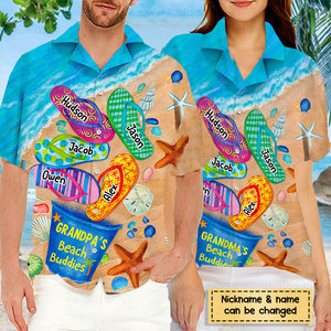 Nana's/Grandpa's/Mom's Beach Buddies Summer Flip Flop Personalized Unisex Hawaiian Shirt