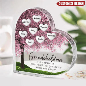 Grandma - Grandchildren Fill In A Space In Your Heart - Personalized Heart Acrylic Plaque