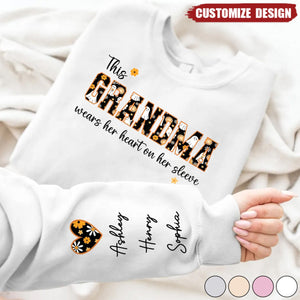 Halloween This Mama Wears Her Heart on Her Sleeve Personalized Sleeve Printed Sweatshirt