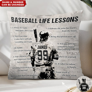 Personalized Baseball Life Lessons Pillow-Gift For Baseball Lovers