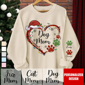 2024 New Release Mistletoe Kisses And Paw Prints In The Snow-Personalized Unisex Sweatshirt-Christmas Gift For Pet Owners, Pet Lovers