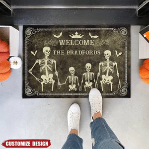 Personalized Skeleton Family Doormat -  Halloween Gift For Family