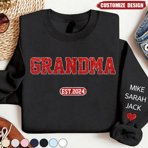 Personalized Glitter Custom Name Mimi Nana Grandma Est And Kids Sweatshirt