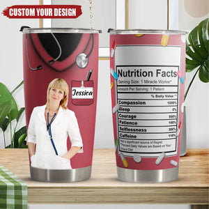 Nurse Nutrition Facts - Personalized Upload Photo Tumbler Cup