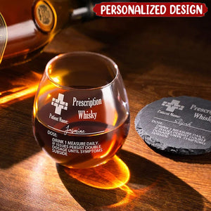 Personalized Funny Prescription Whisky Bourbon Whiskey Glasses with Laser Engraved Name Gift for Grandpa Dad