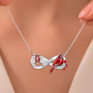 Personalised Angel Wing Cardinal Memorial Birthstone Infinity Necklace