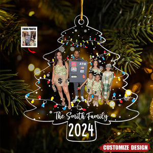 Custom Family Photo On Christmas Tree Lights - Personalized Acrylic Family Photo Ornament - 2024 New Release