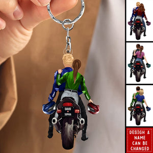 Personalized Couple Biker Acrylic Keychain-Gift For Motorcycle Bikers