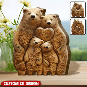 Bear Family - Personalized Family Shaped Wooden Puzzle