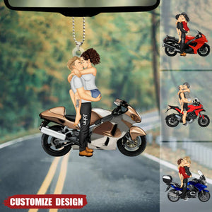 New Release - Personalized Motorcycle Couple Car Ornament