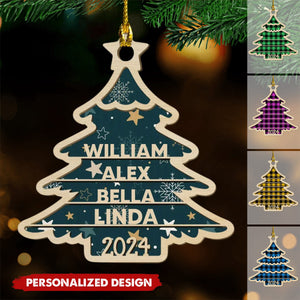 2024 New Release Family Name Christmas Tree-Personalized Wood Ornament